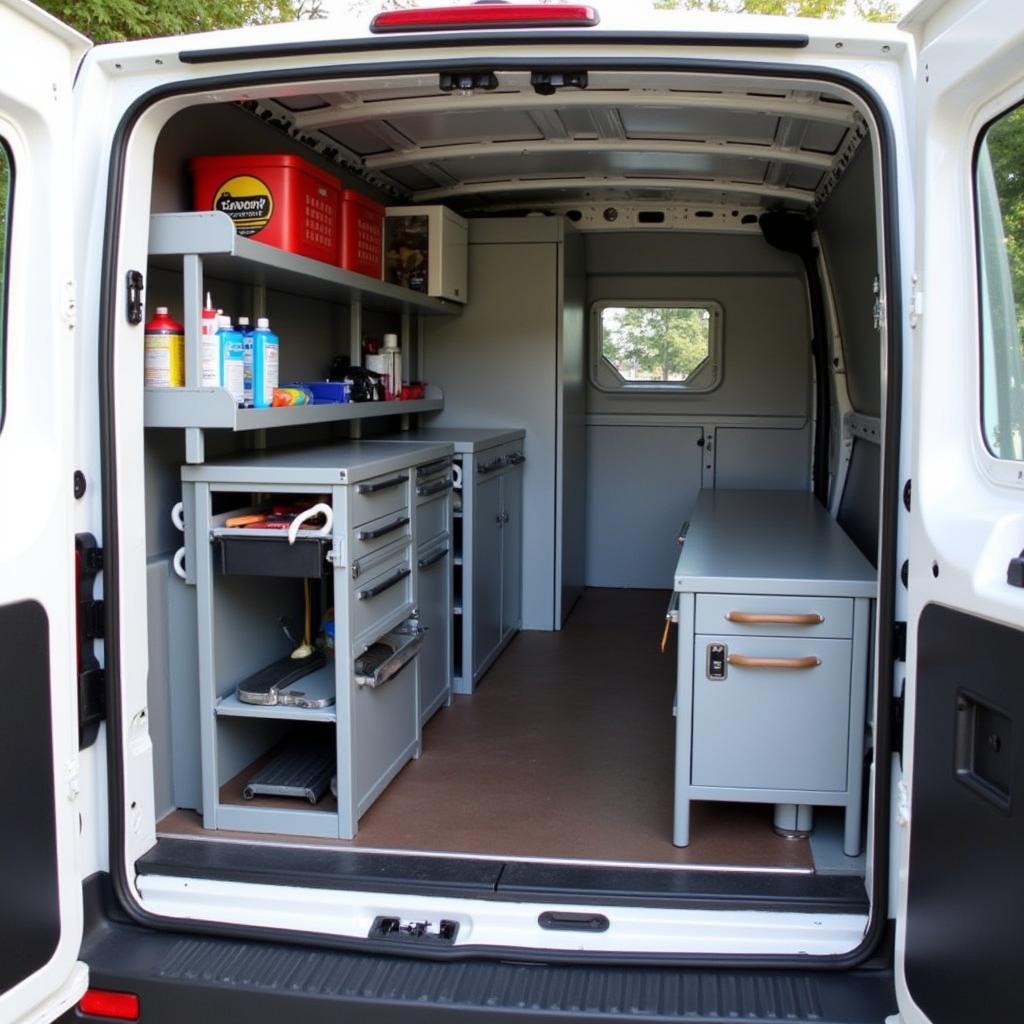 Organized Van Storage for Car Detailing Business