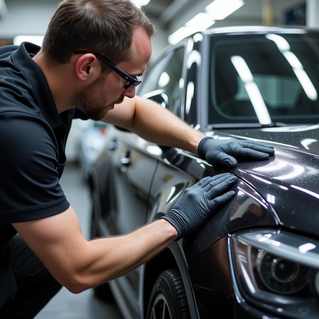 Importance of Car Detailing Certification: Skilled Detailer Working on a Vehicle