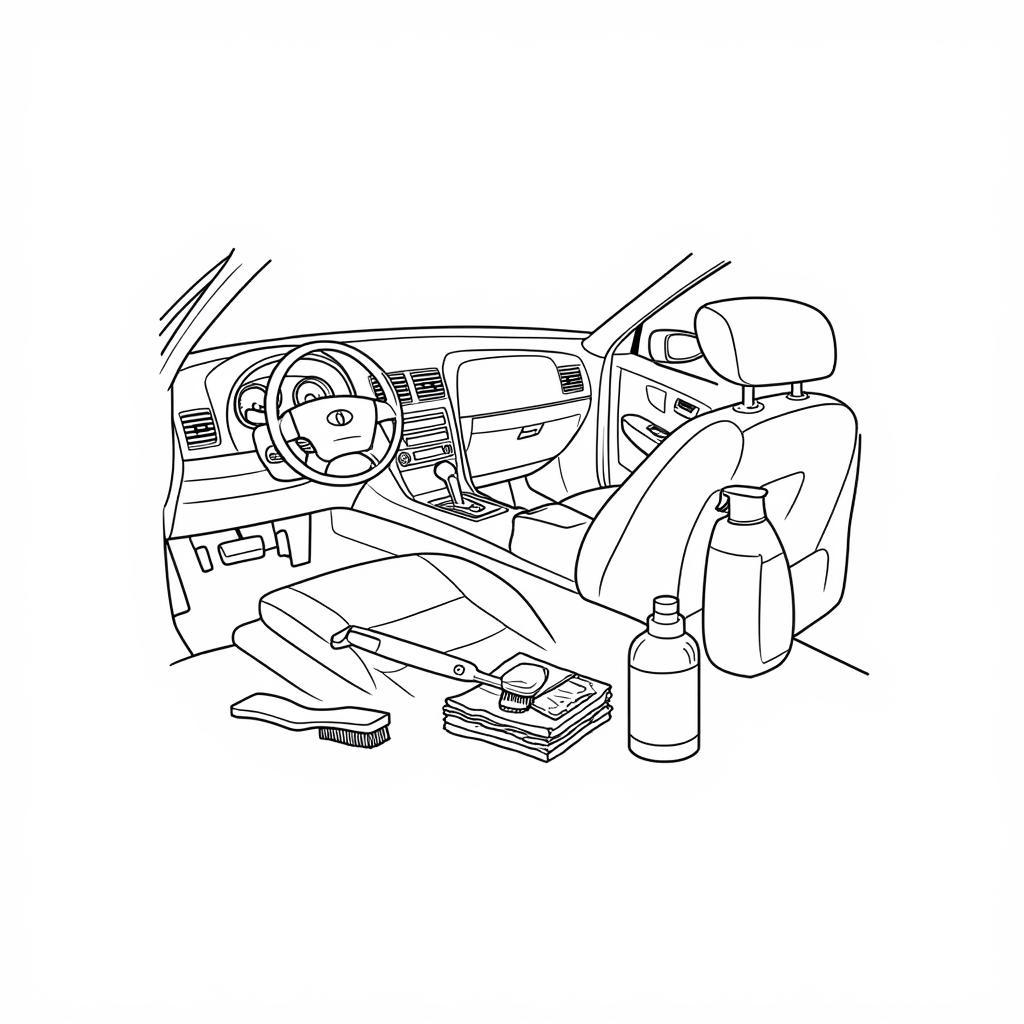 Car Detailing Coloring Page: Interior Detailing