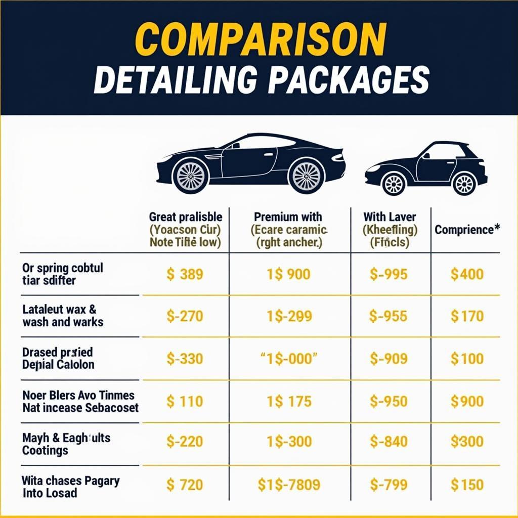 Car Detailing Cost Comparison Chart