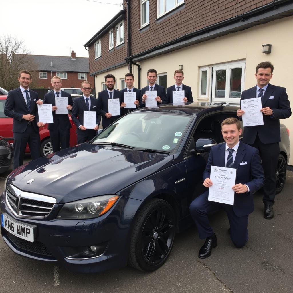 Graduates Posing with Certificates after Completing a Car Detailing Course in Kent