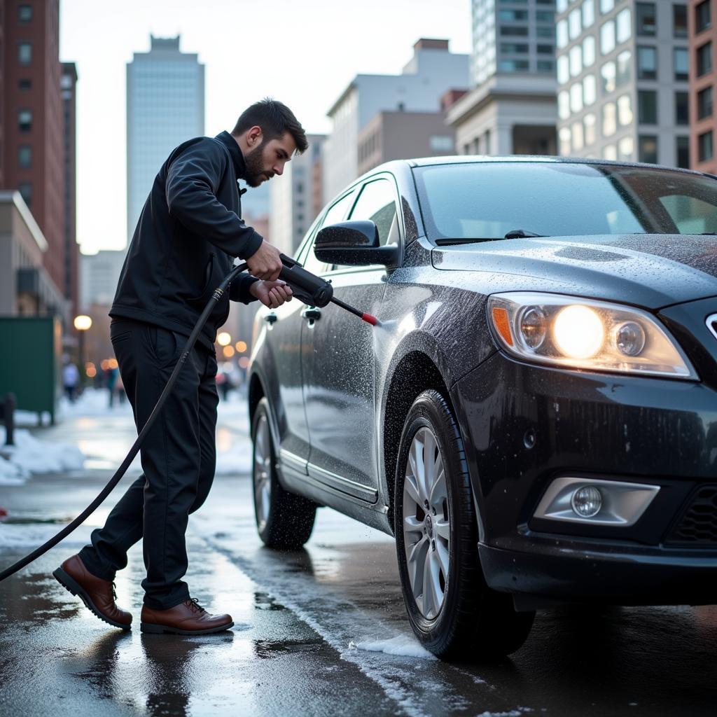 Professional Car Wash in Downtown Detroit