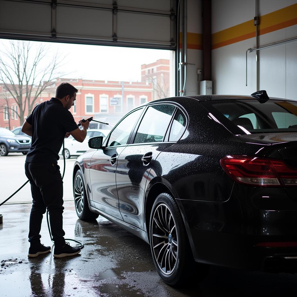 Exterior car wash in downtown Ottawa