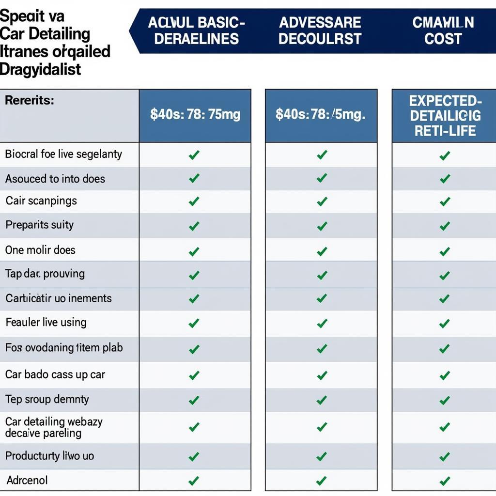 Car detailing Drogheda services comparison chart