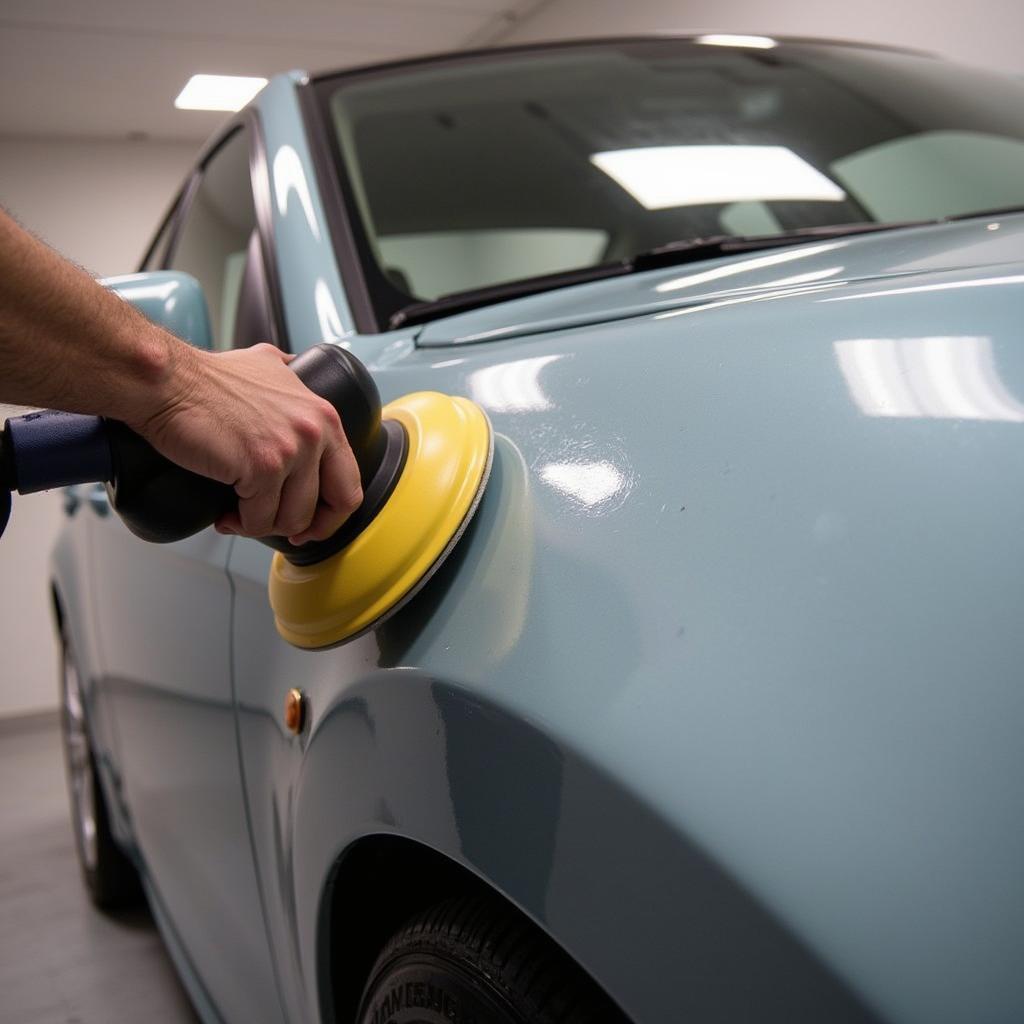 Paint correction process during car detailing in Durham, NC