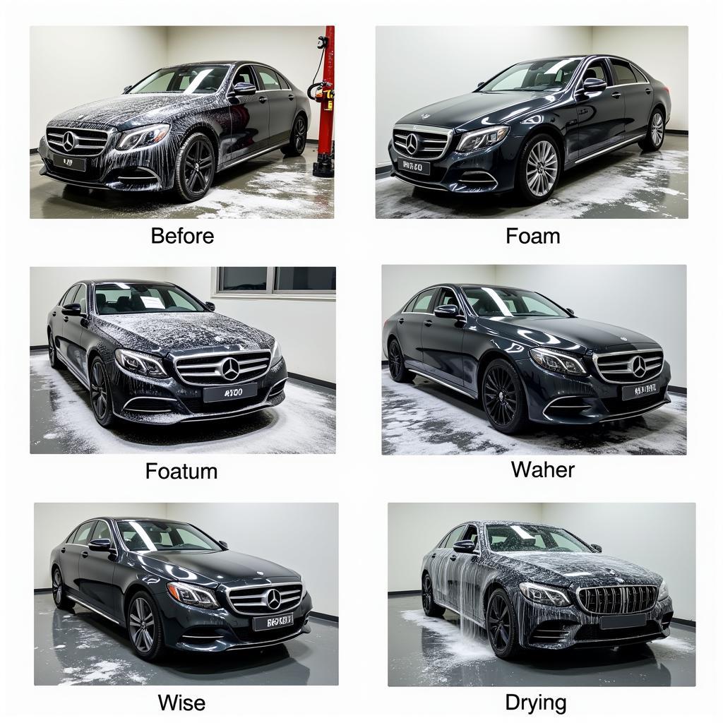 Professional car detailing exterior wash process