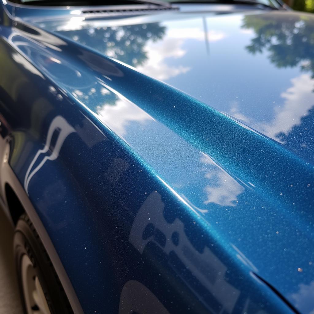 Car Detailing Exterior Wash Gratuity: A freshly washed and waxed car gleams in the sunlight, representing the result of good car detailing work deserving of a tip.