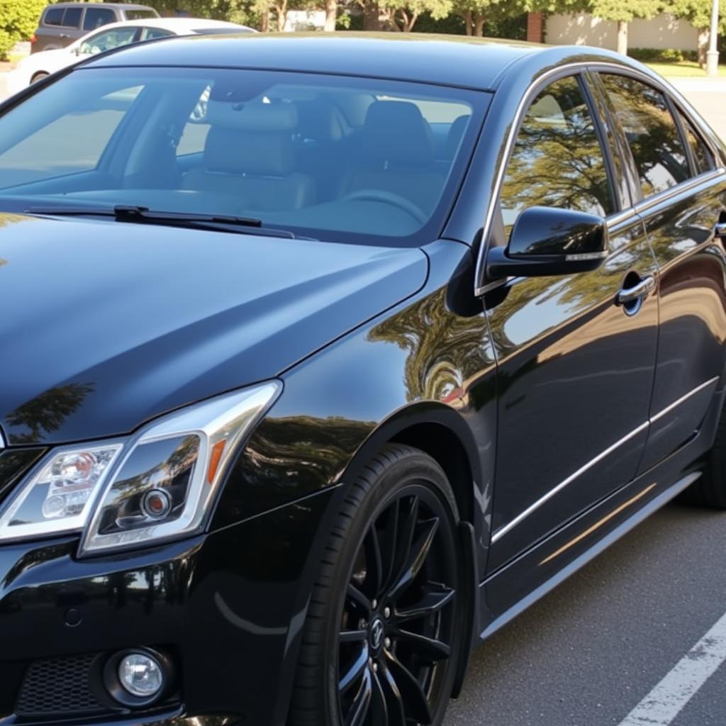 A freshly detailed car gleaming in the sun