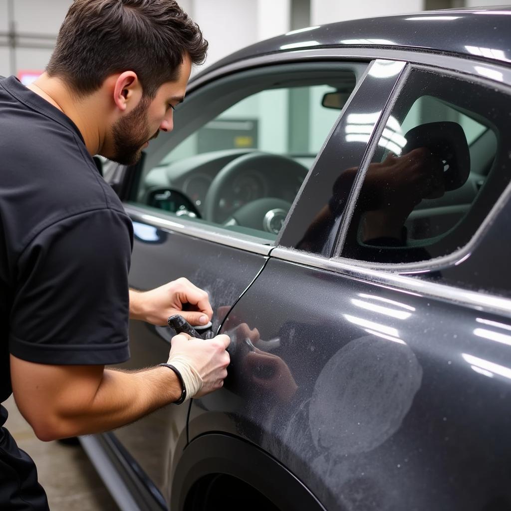 Applying ceramic coating to a car in Frankenmuth MI