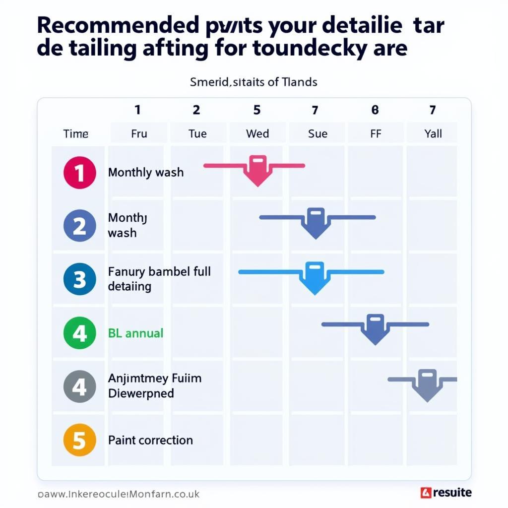 Calendar showing recommended car detailing frequency