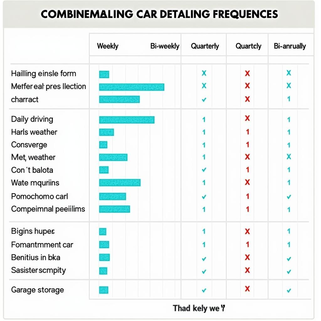 Chart illustrating recommended car detailing frequency based on various lifestyle and environmental factors.