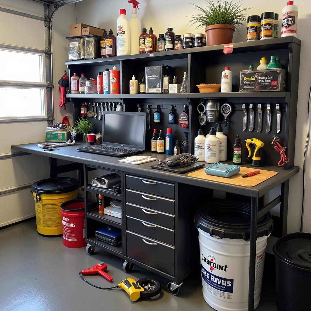 Organized Workstation in Car Detailing Garage