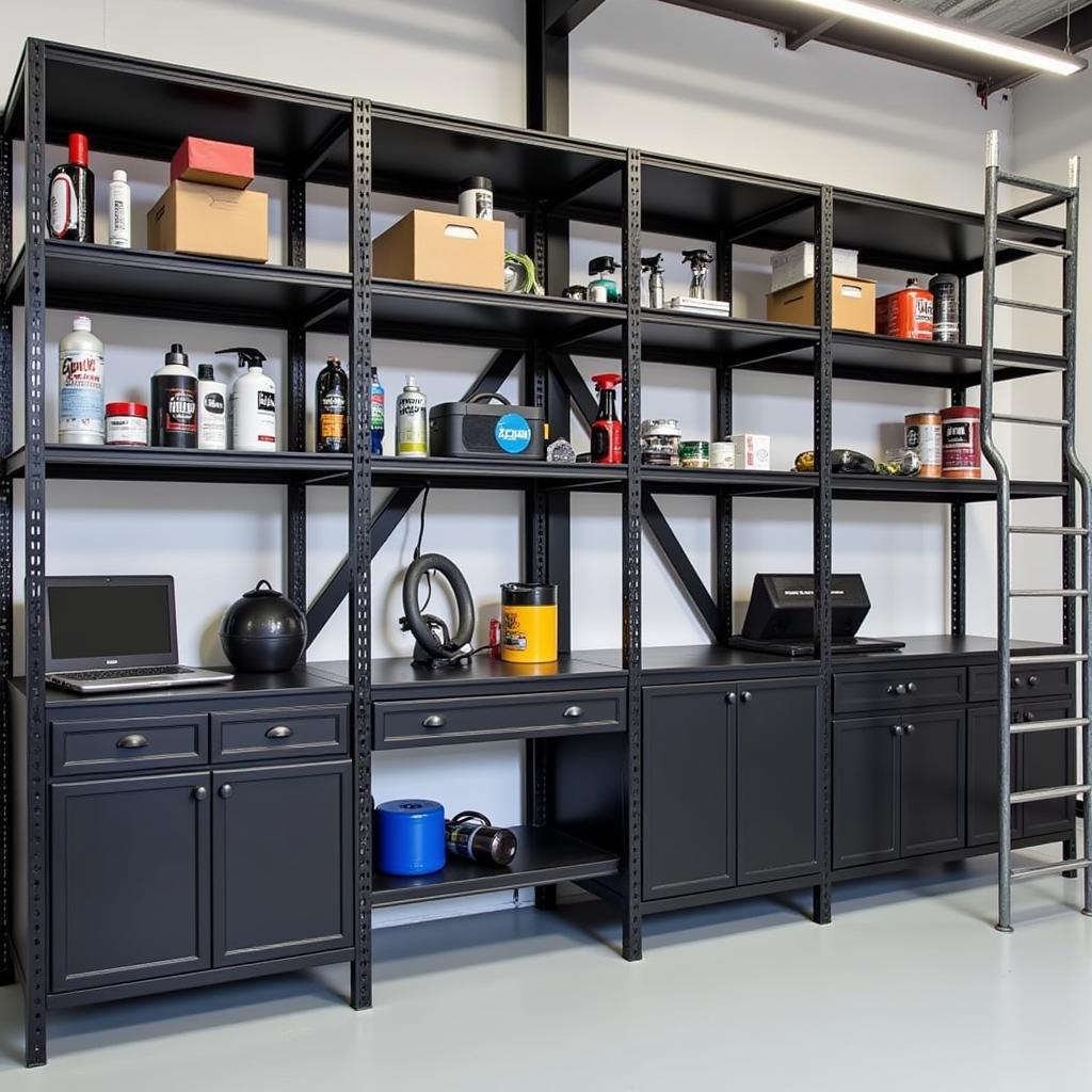 Car Detailing Garage Vertical Storage with Shelving Units