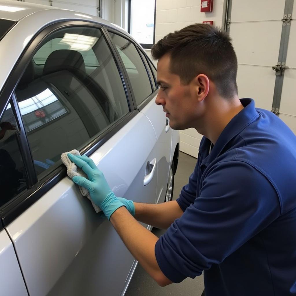 Car Detailing Graduate in CT Working on Car