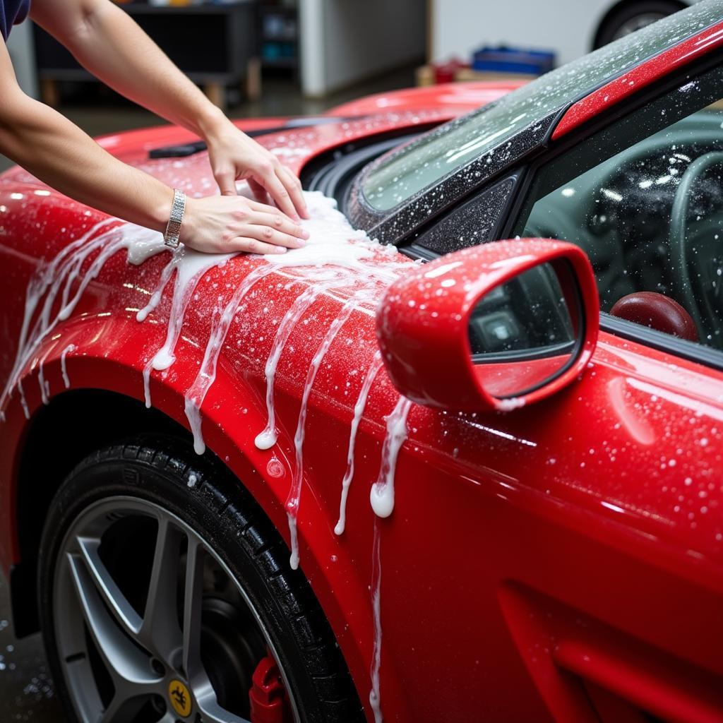 Exterior car wash at a detailing shop in High Point, NC