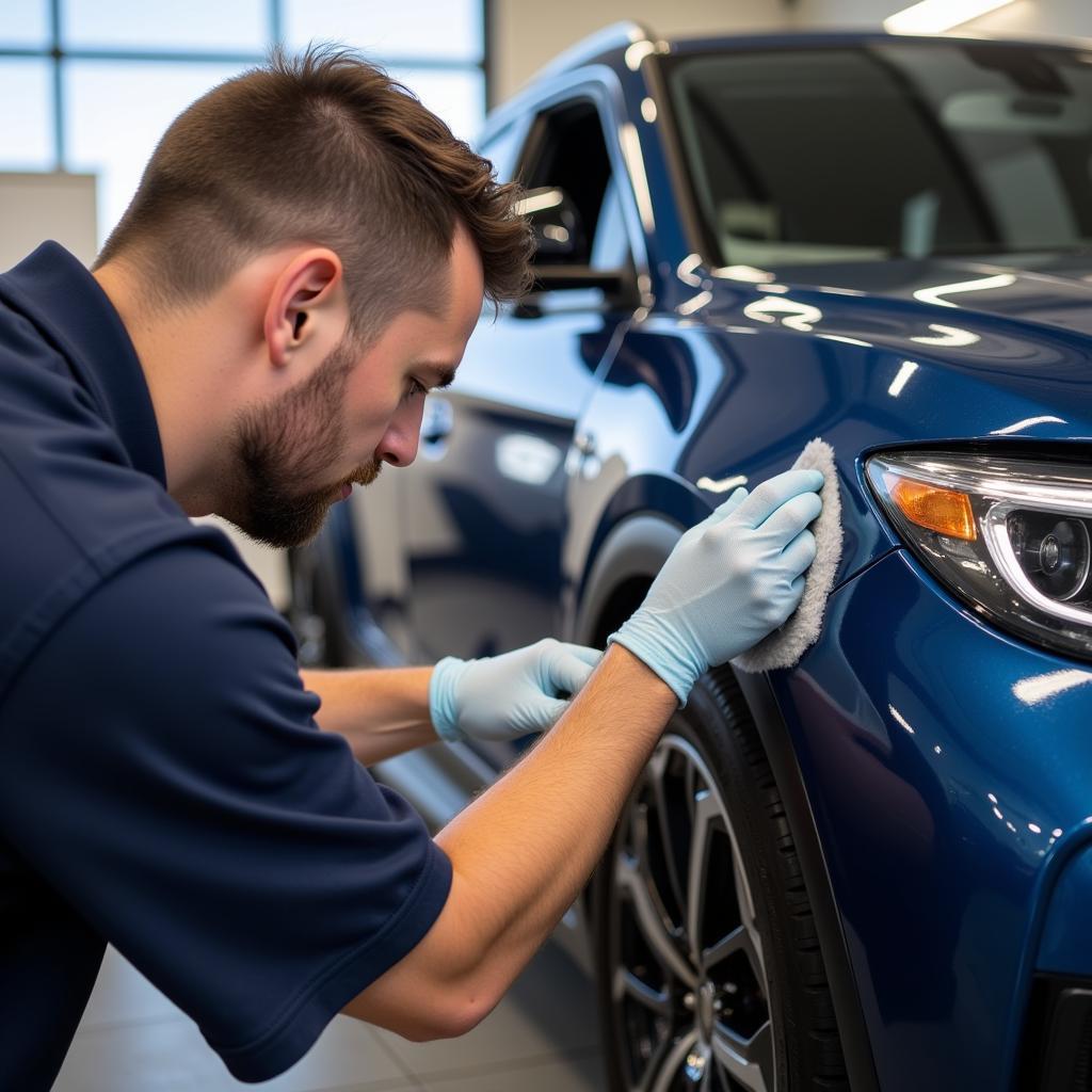 Applying ceramic coating to a car in Hope Island