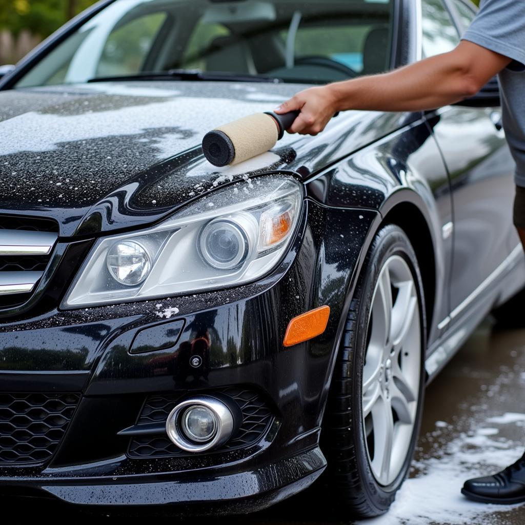 Exterior car wash at a detailing shop in Huntersville, NC