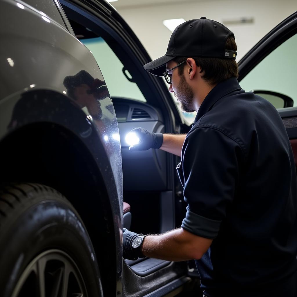 Inspecting a Car Before Detailing