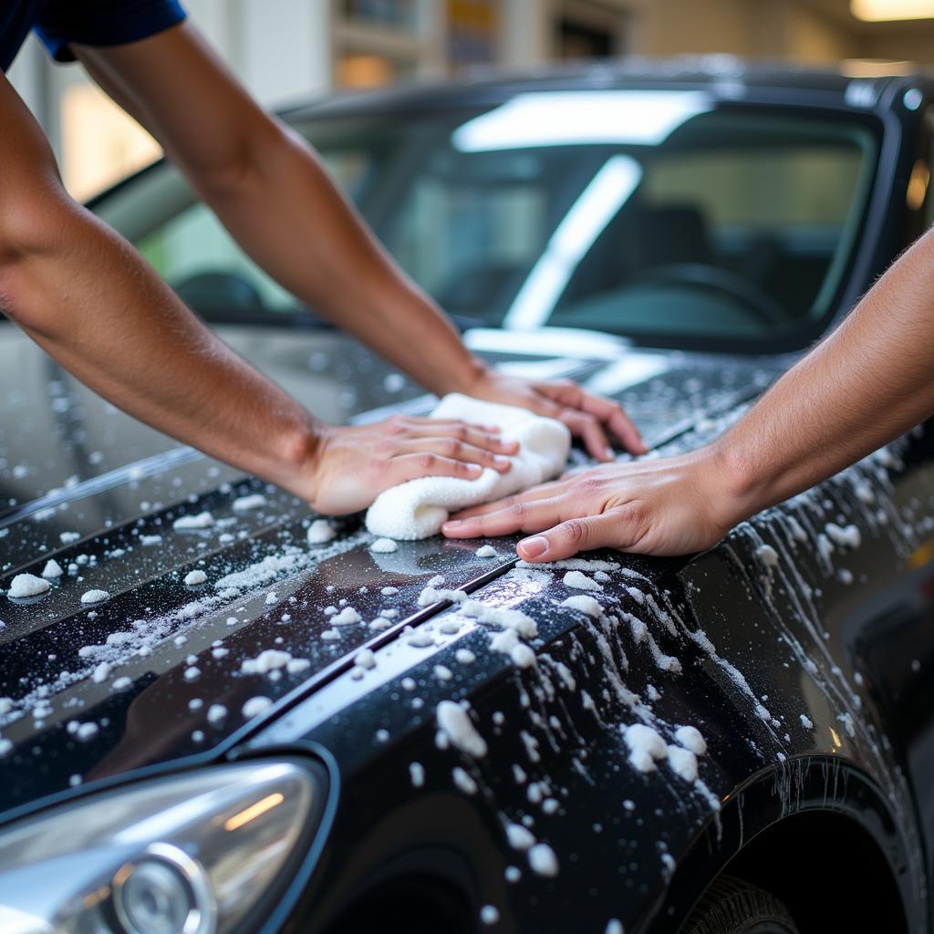 Exterior car wash at a detailing shop in Laguna Beach