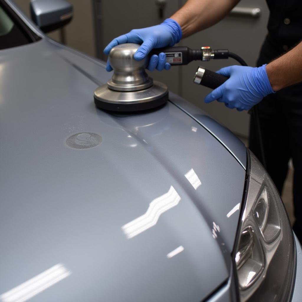 Paint correction process at a Lakeview detailing shop