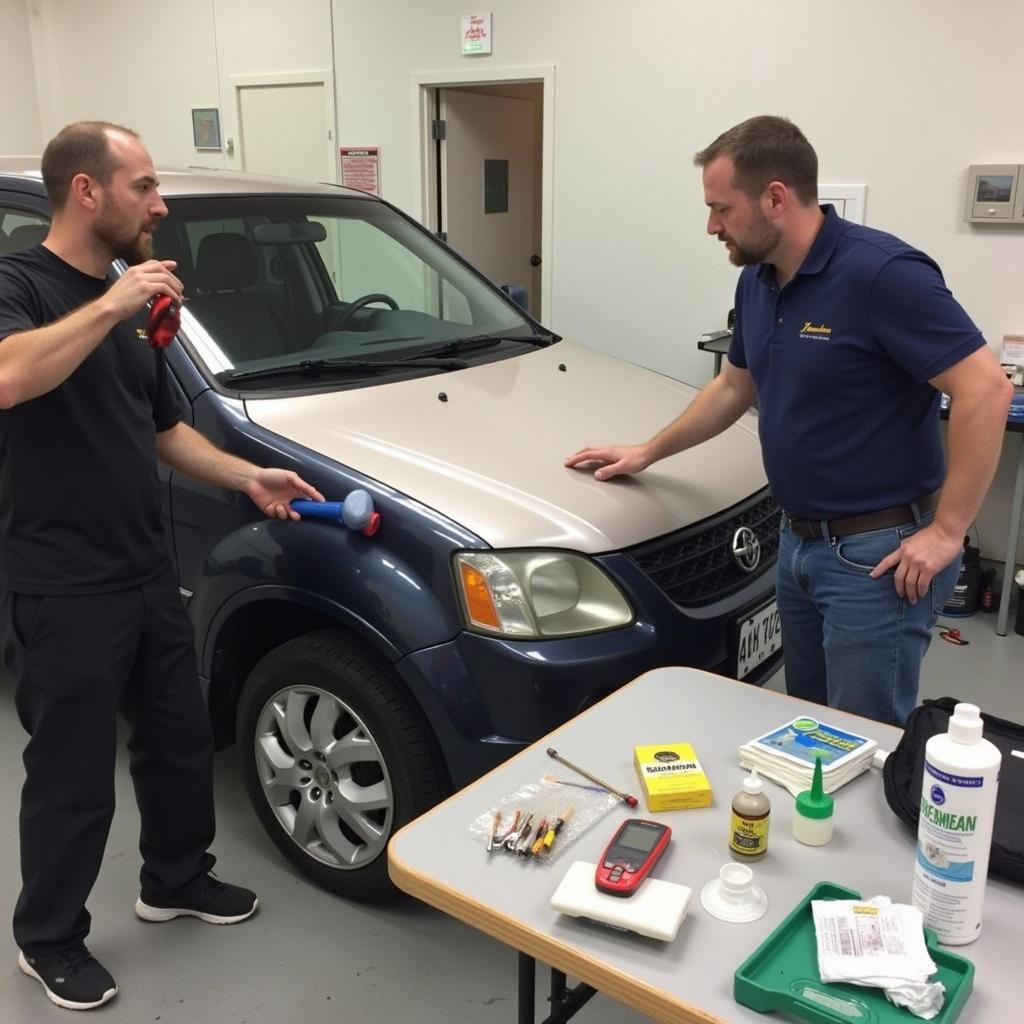 Car Detailing Lesson in Progress