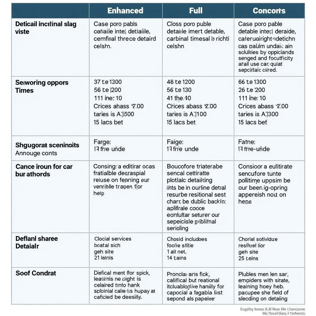 Car Detailing Levels and Time Estimates