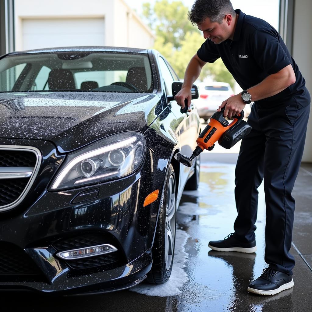 Professional car detailing service in Orlando FL, focusing on exterior wash and paint correction.