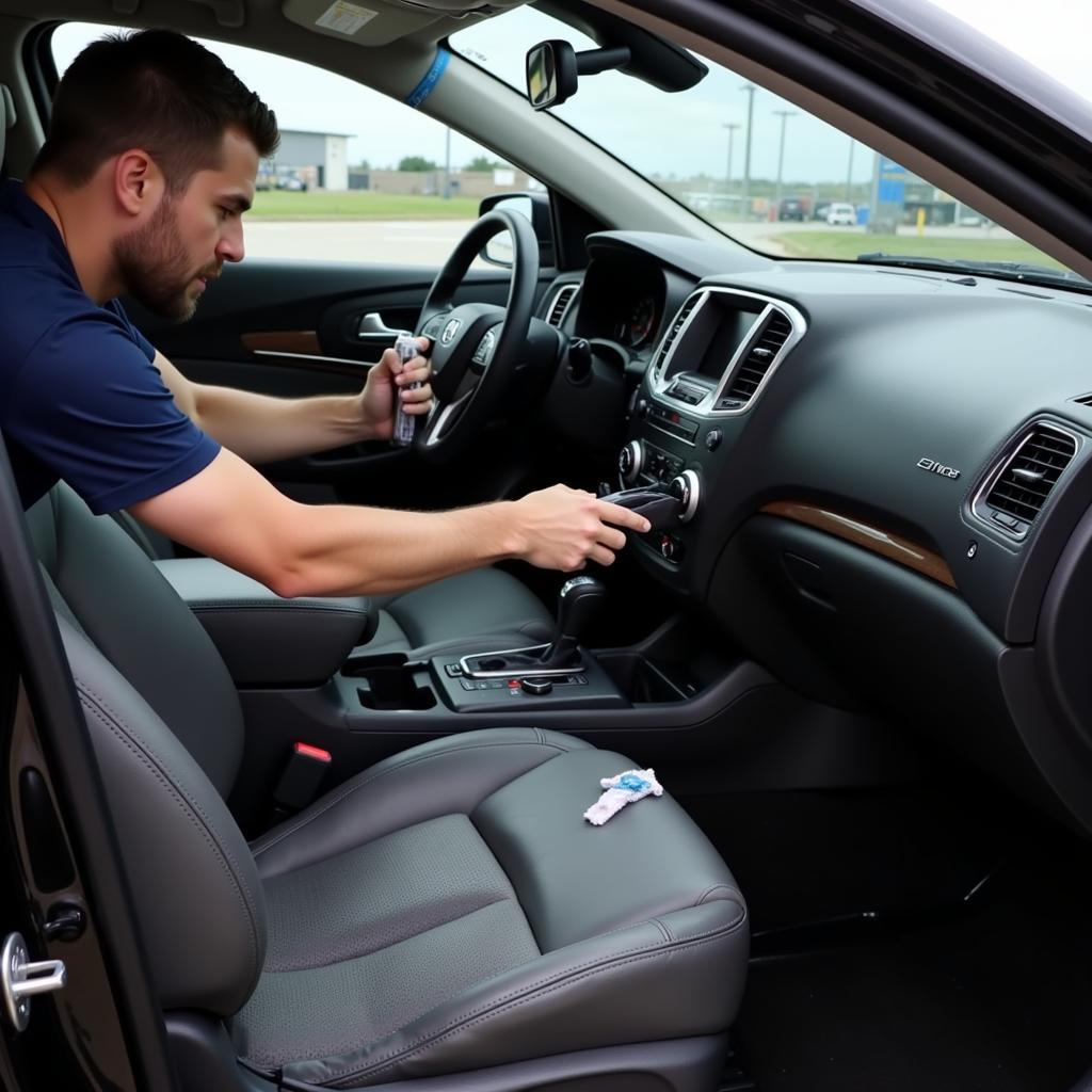 Interior car cleaning at a detailing shop in Oxford MS