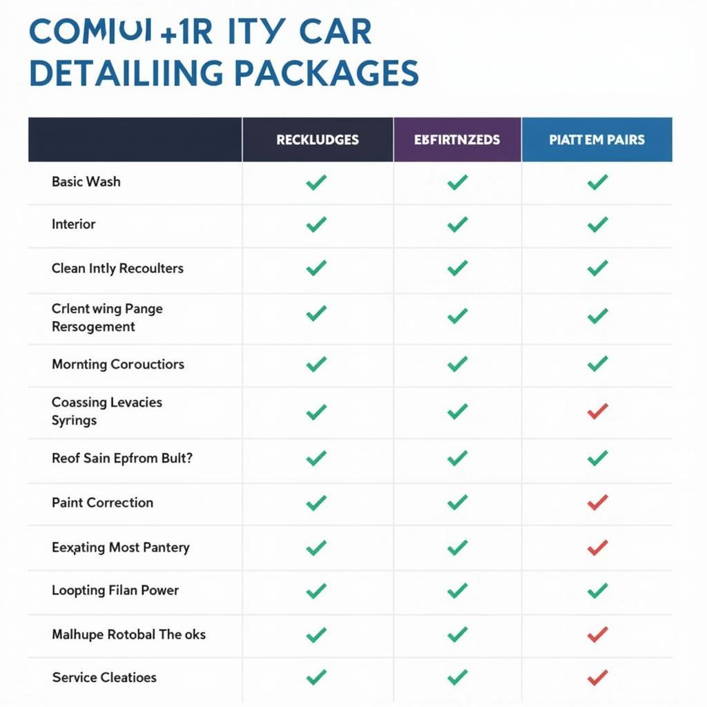 Car Detailing Packages Comparison Table