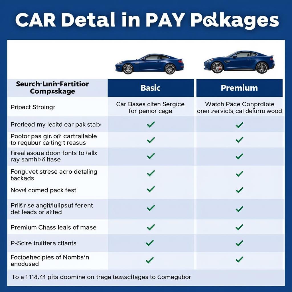 Car Detailing Packages Comparison Chart