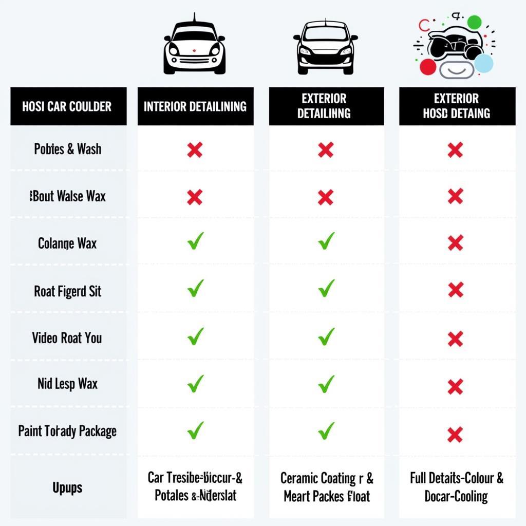 Car Detailing Packages Comparison Chart