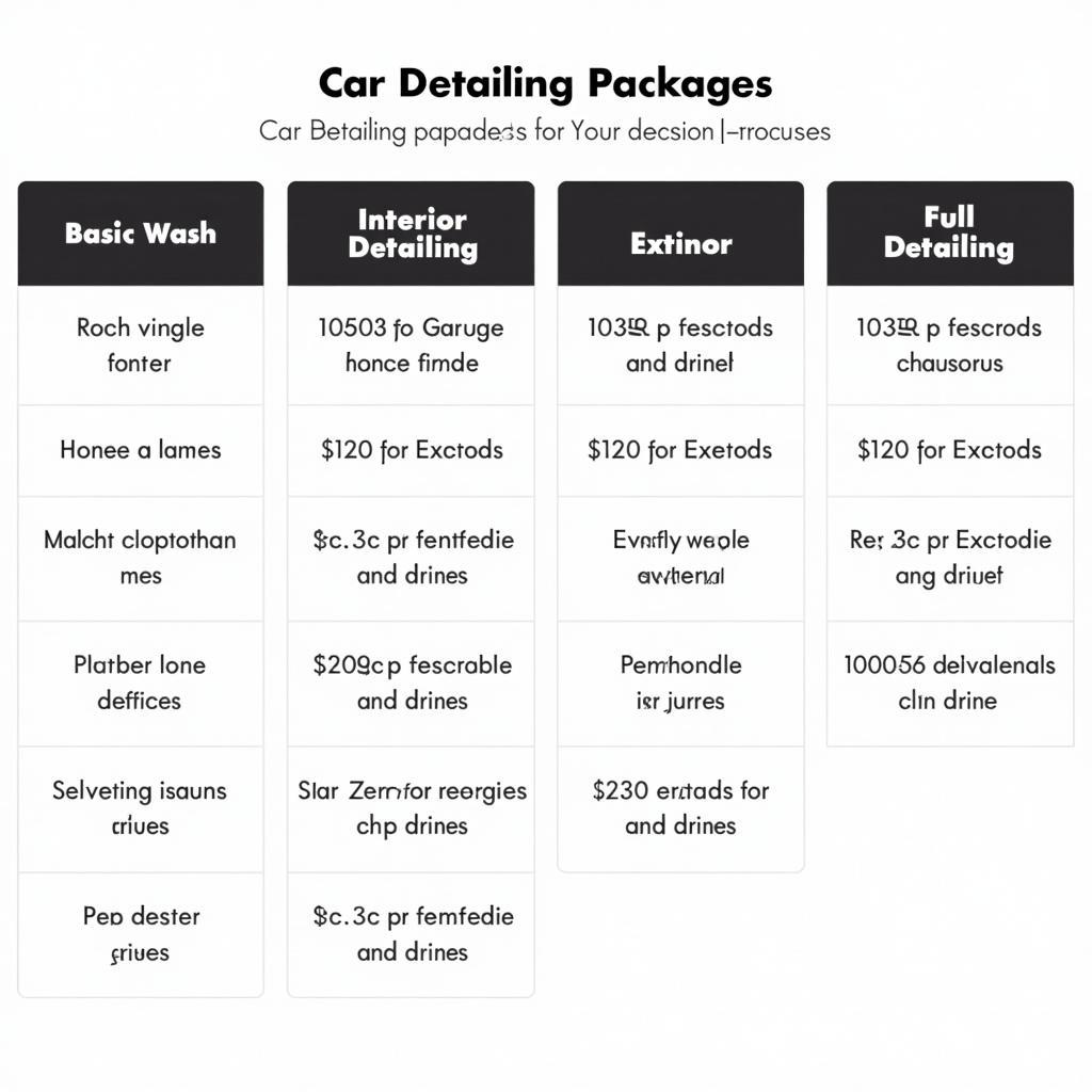 Comparing different car detailing packages