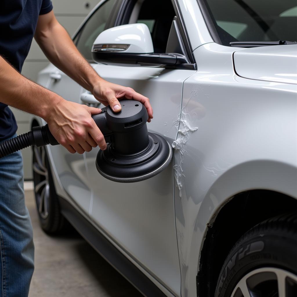 Paint correction process during car detailing in 21163