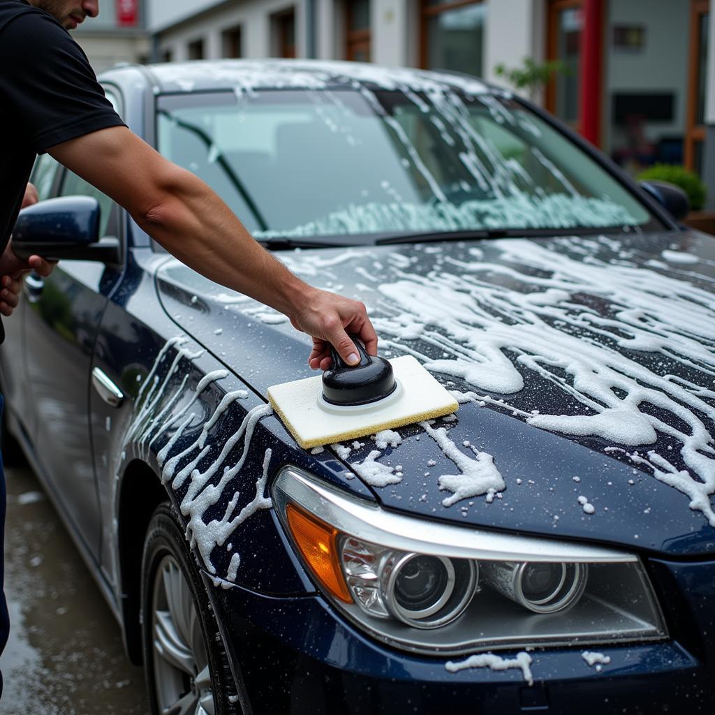 Professional car detailing service in PCB, showcasing the exterior wash process.