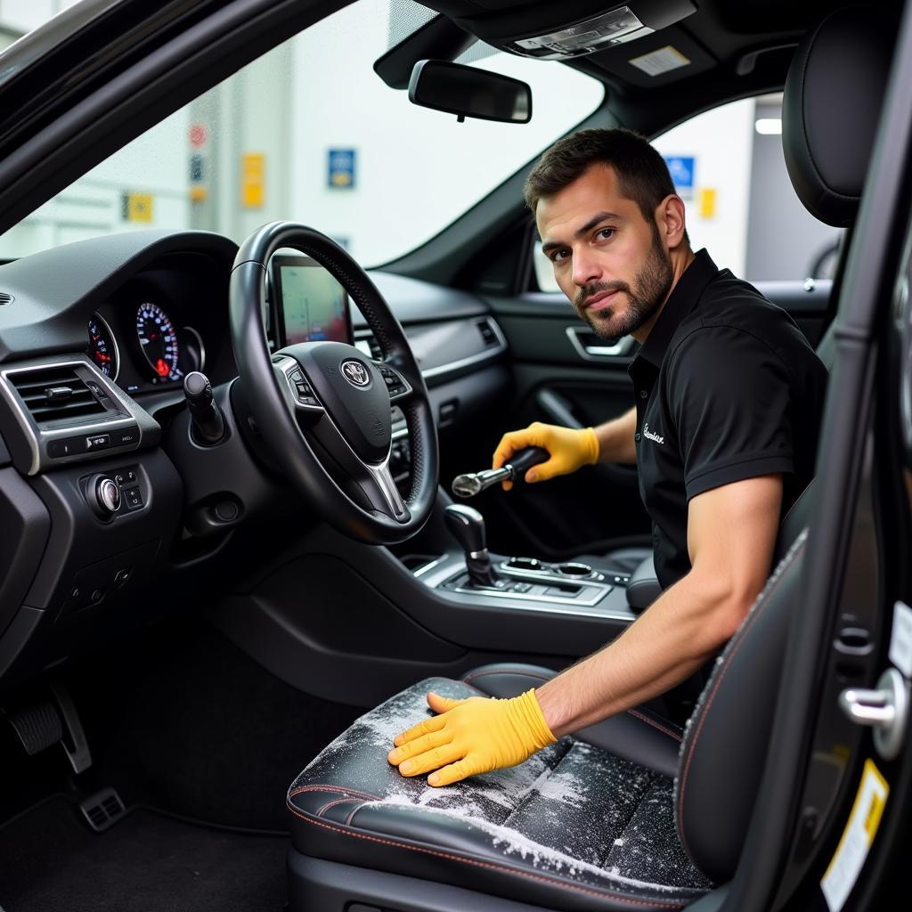 Interior detailing of a car in Pittsburgh