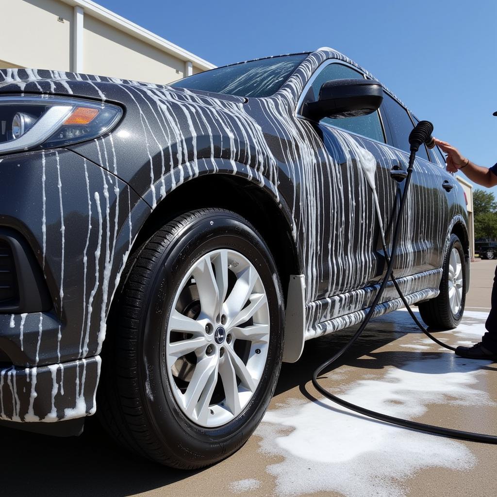 Exterior car detailing in Plano, Texas involves meticulous cleaning and restoration.