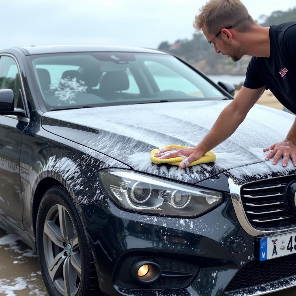 Exterior car wash being performed in Port Elizabeth