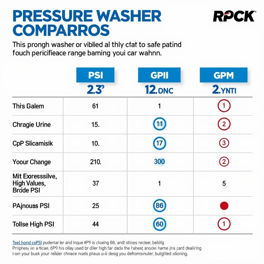 Car Detailing Pressure Washer PSI and GPM Comparison Chart