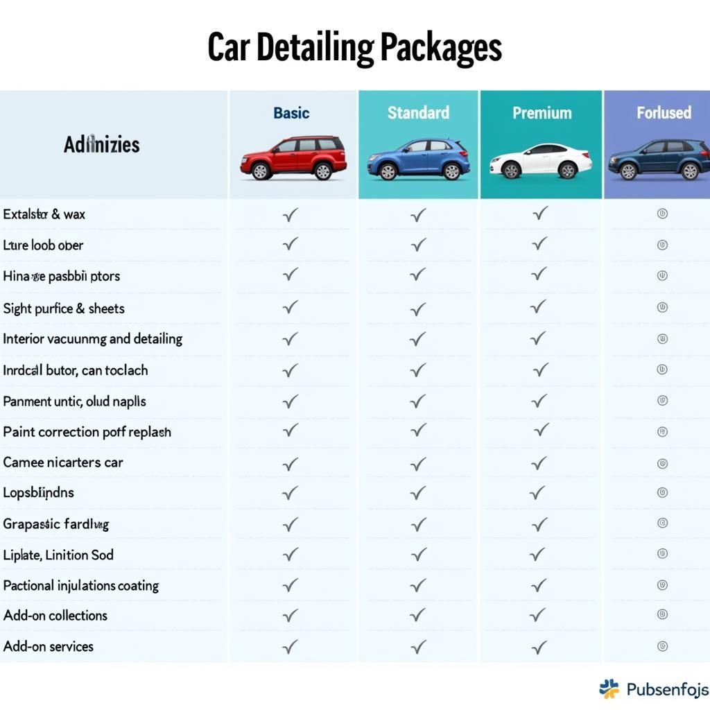 Car Detailing Price Comparison by Service Package