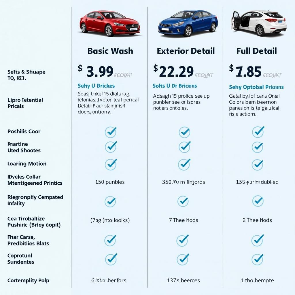 Car Detailing Price Comparison Chart