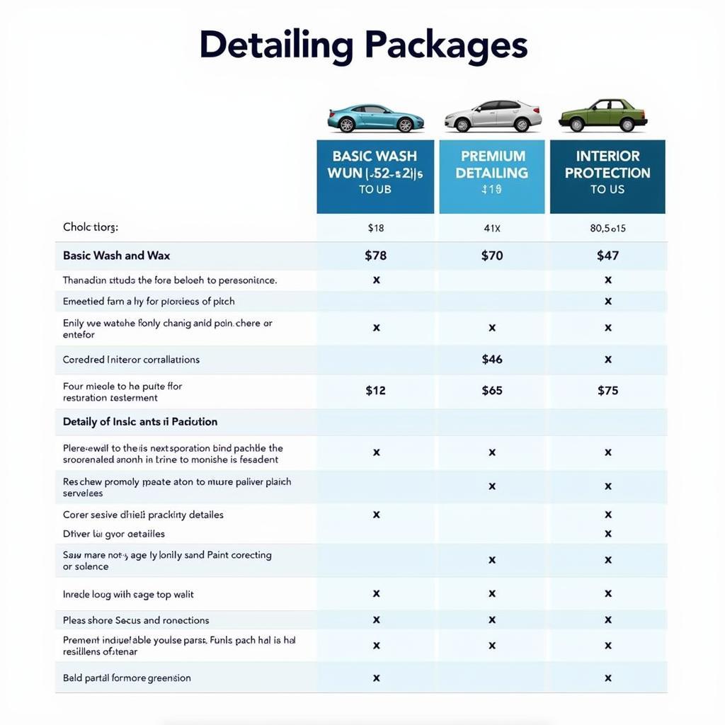 Car Detailing Price Comparison Chart