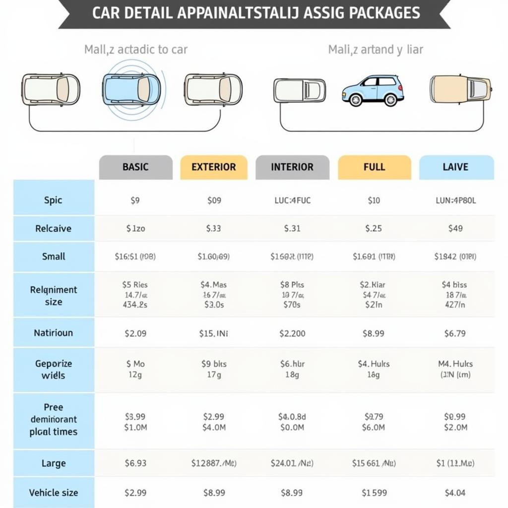 Car Detailing Price Comparison Chart