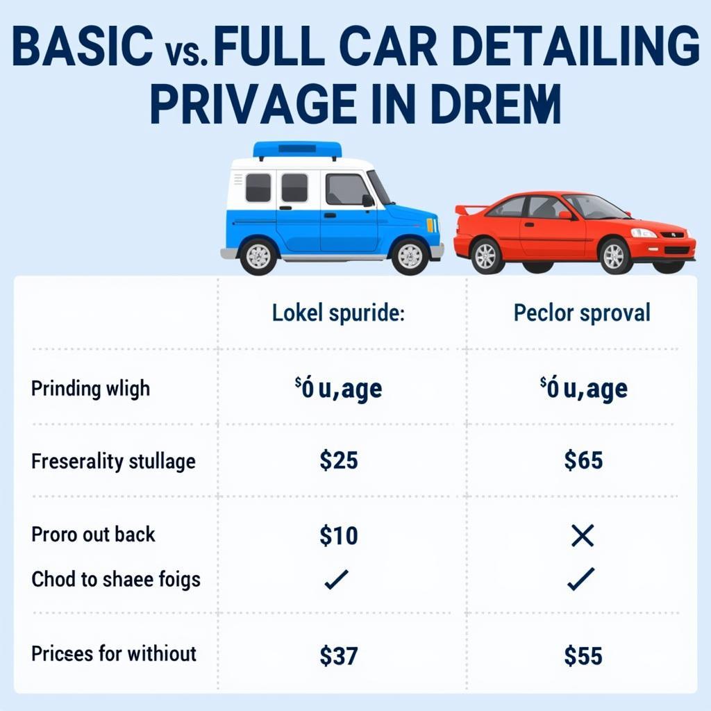 Car Detailing Price Comparison Chart: Basic vs. Full Detail