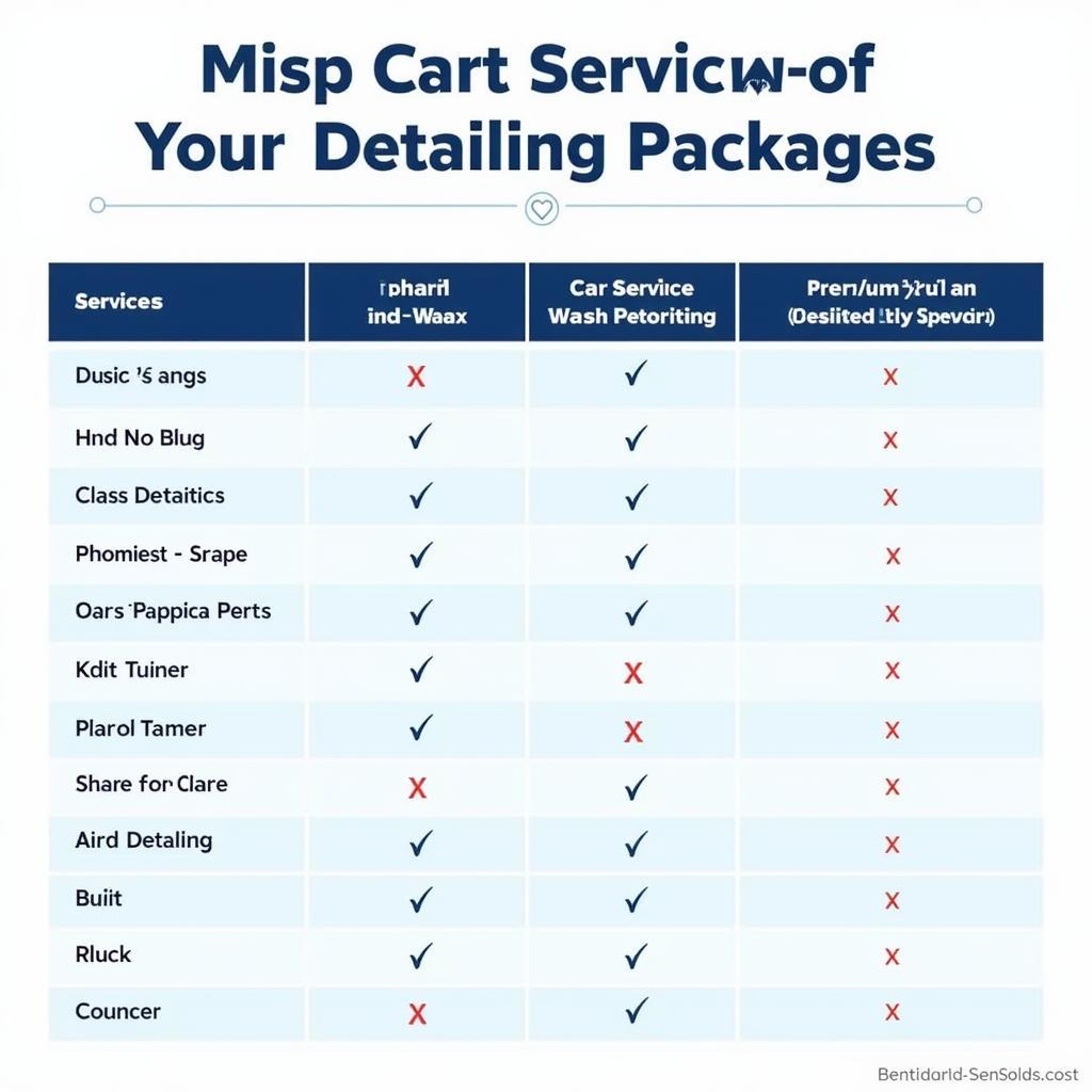 Car Detailing Price Comparison Chart