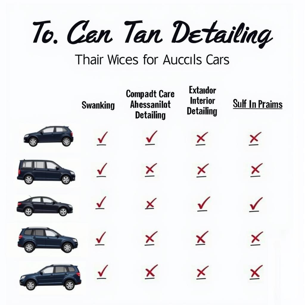 Car Detailing Price Comparison Chart