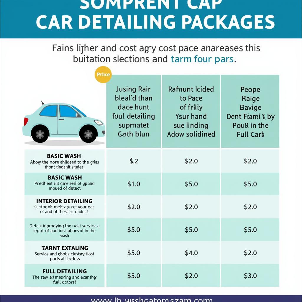 Car Detailing Price Comparison Chart