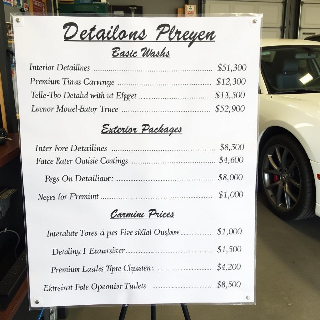 Car Detailing Price List