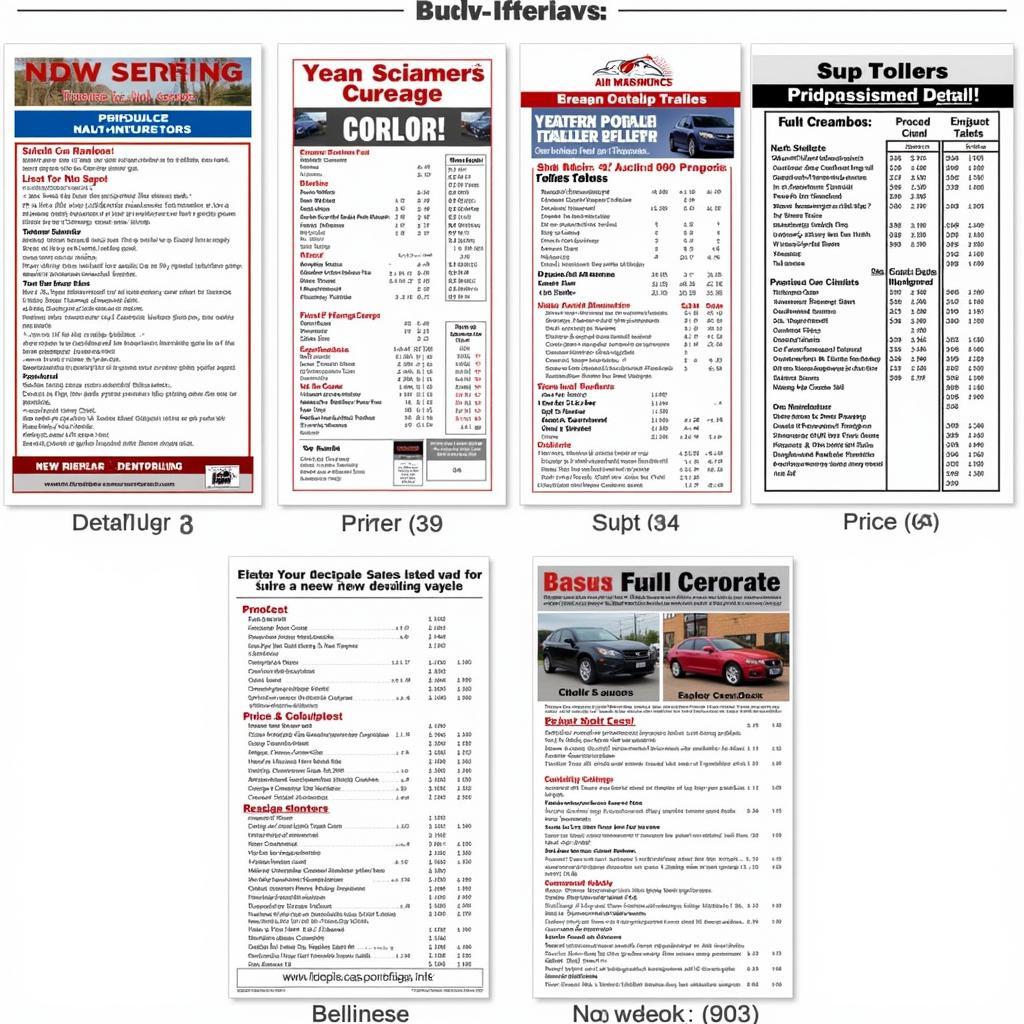 Car Detailing Price List Template Design