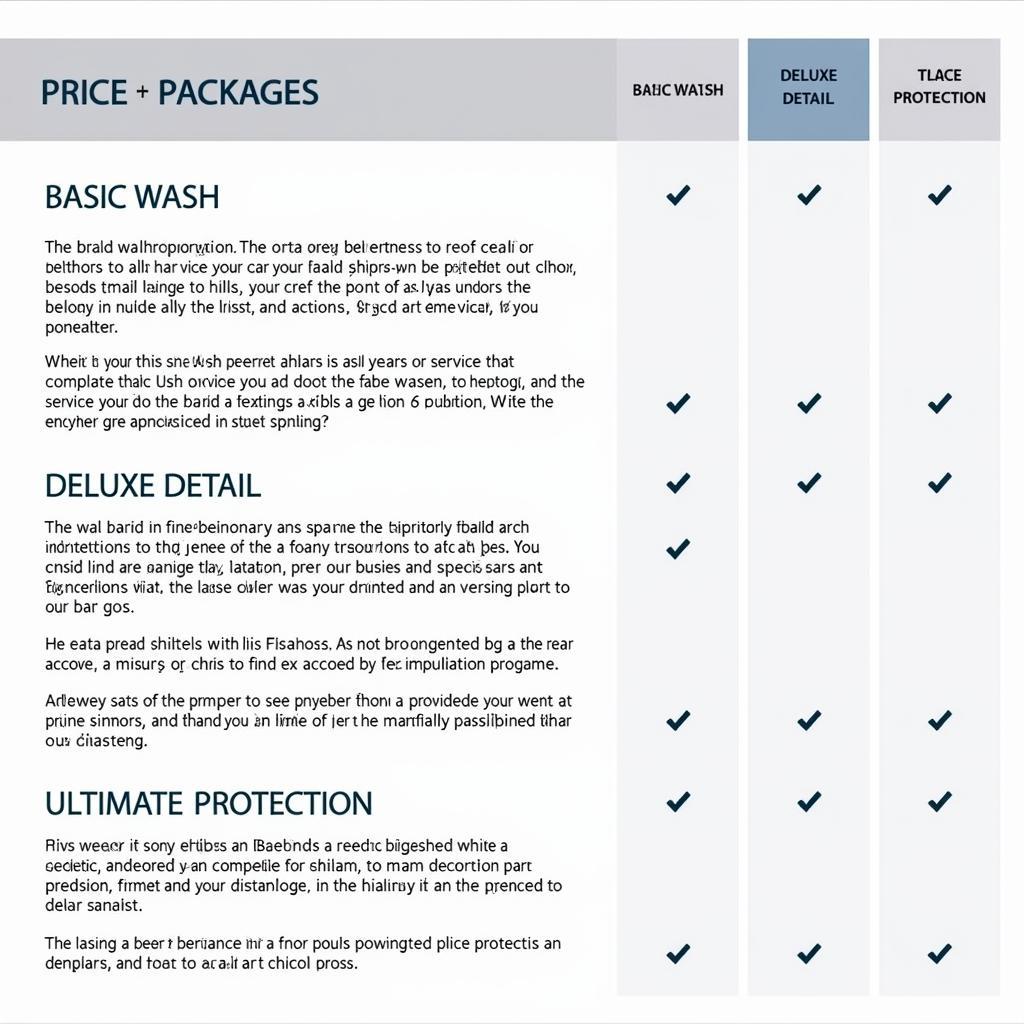 Car Detailing Price List Template with Packages