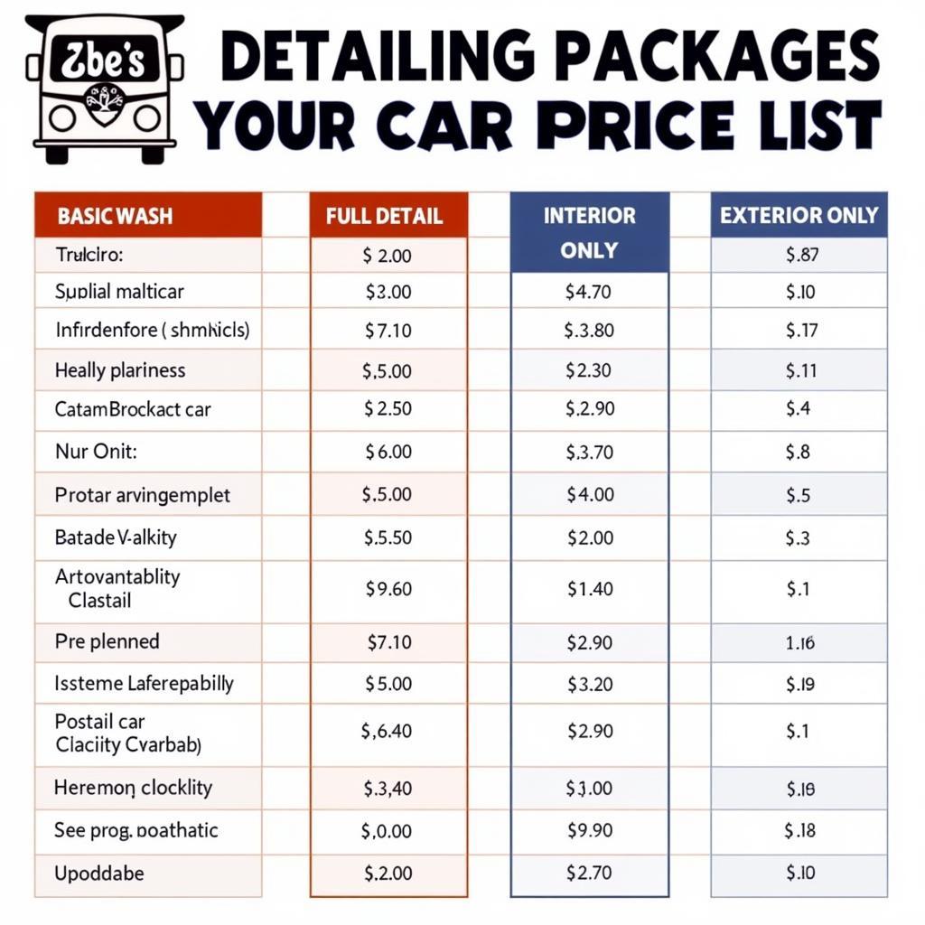 Car Detailing Price List in Torrance